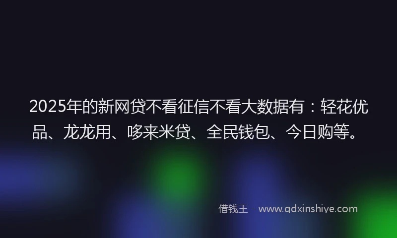 2025年的新网贷不看征信不看大数据有：轻花优品、龙龙用、哆来米贷、全民钱包、今日购等。