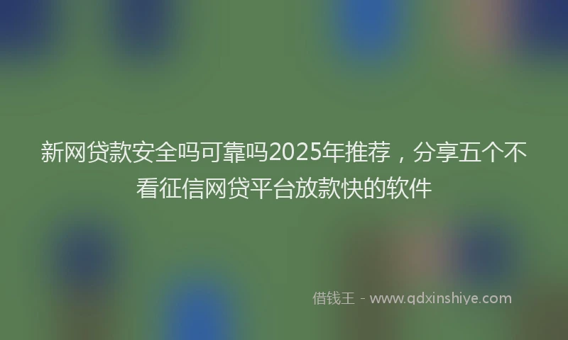 新网贷款安全吗可靠吗2025年推荐，分享五个不看征信网贷平台放款快的软件