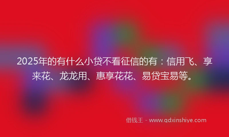 2025年的有什么小贷不看征信的有：信用飞、享来花、龙龙用、惠享花花、易贷宝易等。