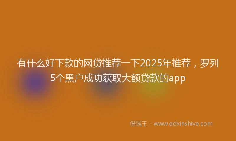 有什么好下款的网贷推荐一下2025年推荐，罗列5个黑户成功获取大额贷款的app