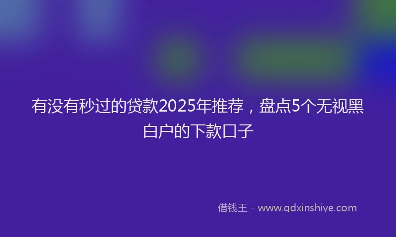 有没有秒过的贷款2025年推荐，盘点5个无视黑白户的下款口子