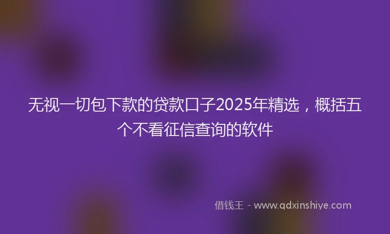 无视一切包下款的贷款口子2025年精选，概括五个不看征信查询的软件