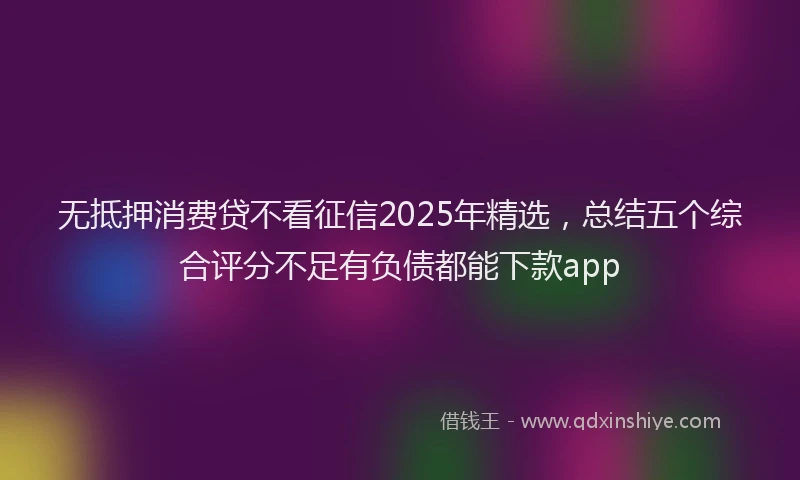 无抵押消费贷不看征信2025年精选，总结五个综合评分不足有负债都能下款app