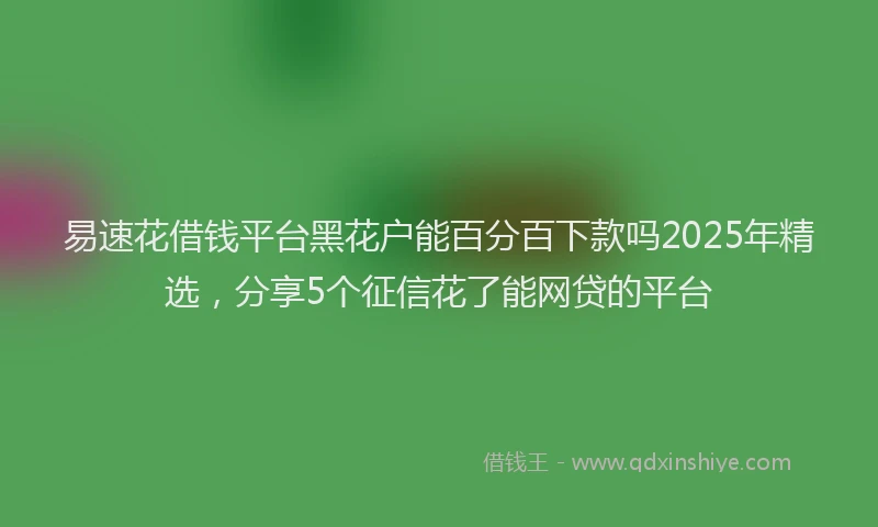 易速花借钱平台黑花户能百分百下款吗2025年精选，分享5个征信花了能网贷的平台