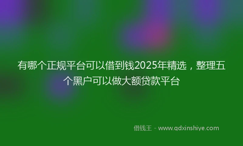 有哪个正规平台可以借到钱2025年精选，整理五个黑户可以做大额贷款平台