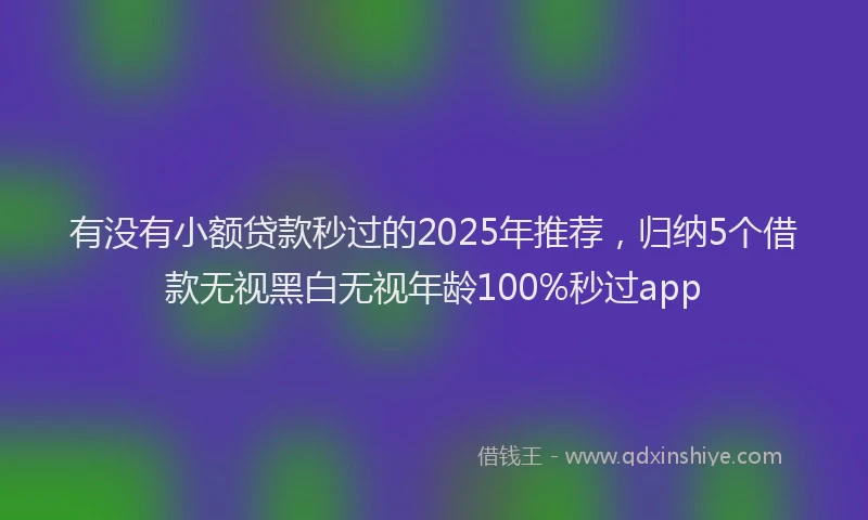 有没有小额贷款秒过的2025年推荐，归纳5个借款无视黑白无视年龄100%秒过app