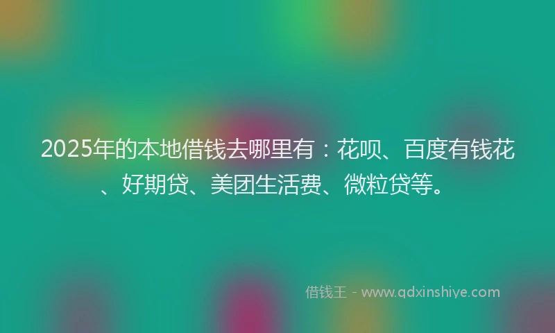 2025年的本地借钱去哪里有：花呗、百度有钱花、好期贷、美团生活费、微粒贷等。