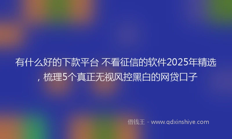 有什么好的下款平台 不看征信的软件2025年精选，梳理5个真正无视风控黑白的网贷口子
