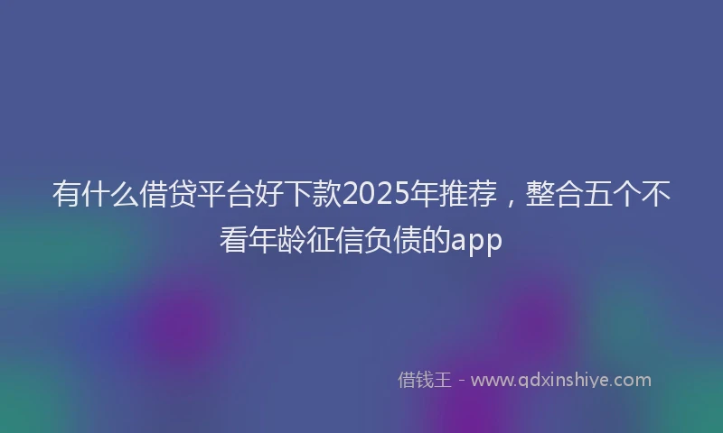 有什么借贷平台好下款2025年推荐，整合五个不看年龄征信负债的app