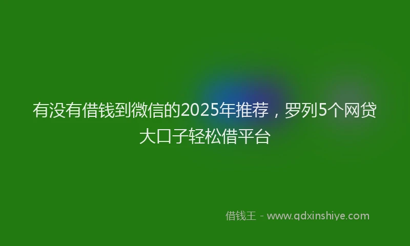 有没有借钱到微信的2025年推荐，罗列5个网贷大口子轻松借平台