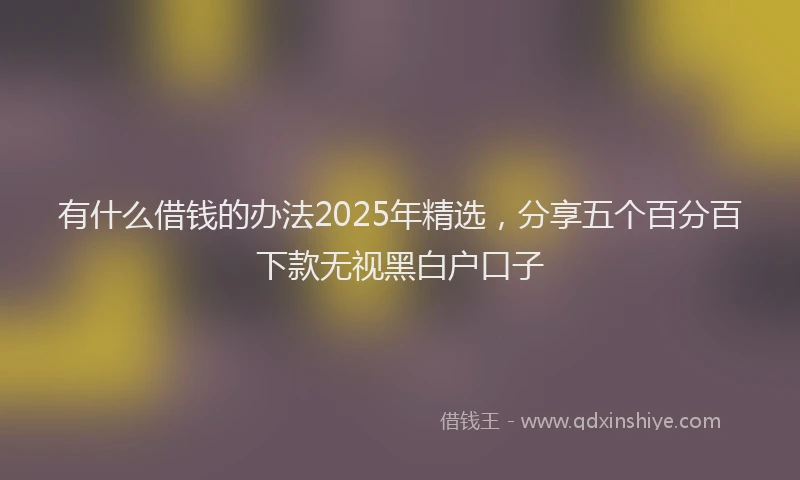 有什么借钱的办法2025年精选，分享五个百分百下款无视黑白户口子