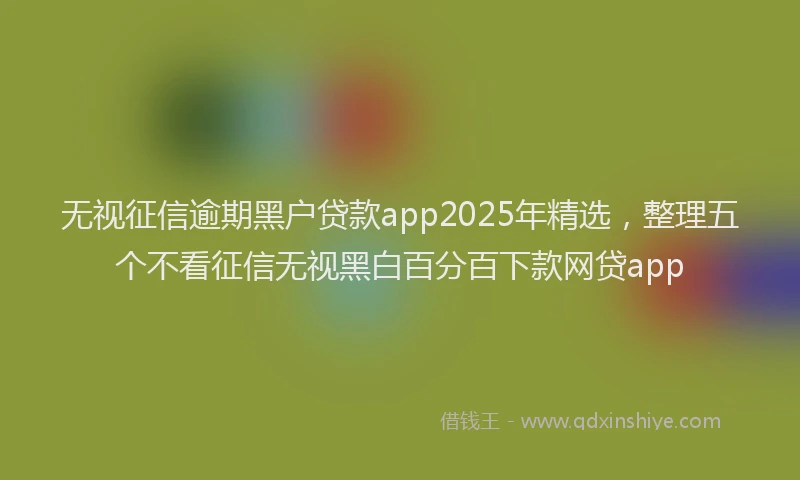 无视征信逾期黑户贷款app2025年精选，整理五个不看征信无视黑白百分百下款网贷app