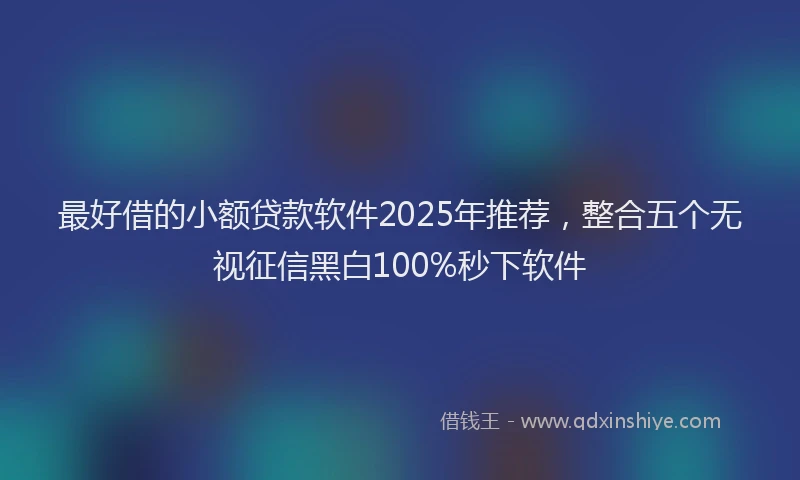 最好借的小额贷款软件2025年推荐，整合五个无视征信黑白100%秒下软件