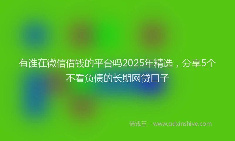 有谁在微信借钱的平台吗2025年精选，分享5个不看负债的长期网贷口子