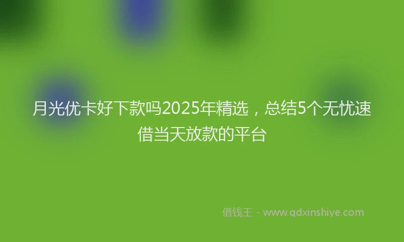 月光优卡好下款吗2025年精选，总结5个无忧速借当天放款的平台