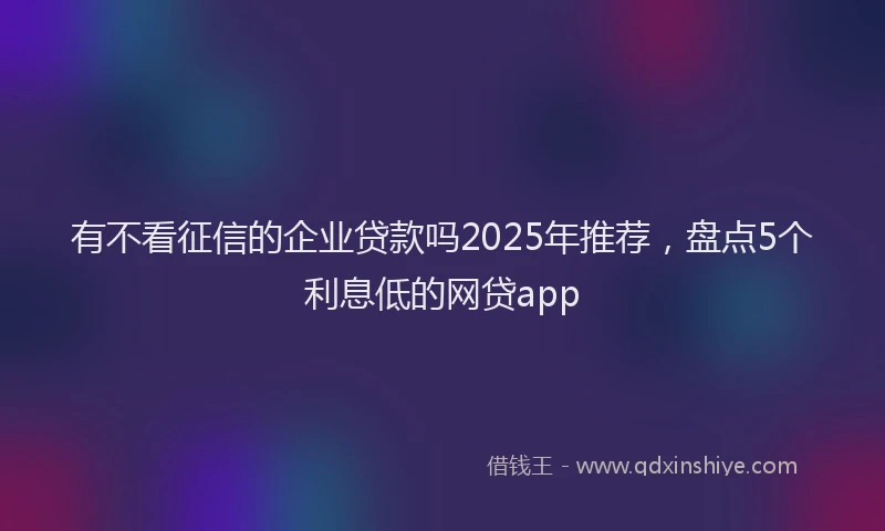 有不看征信的企业贷款吗2025年推荐，盘点5个利息低的网贷app