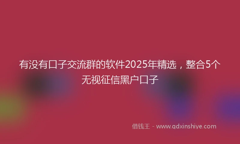 有没有口子交流群的软件2025年精选，整合5个无视征信黑户口子