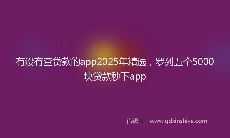 有没有查贷款的app2025年精选，罗列五个5000块贷款秒下app