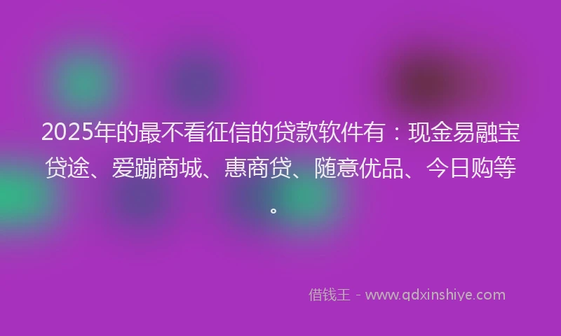 2025年的最不看征信的贷款软件有：现金易融宝贷途、爱蹦商城、惠商贷、随意优品、今日购等。