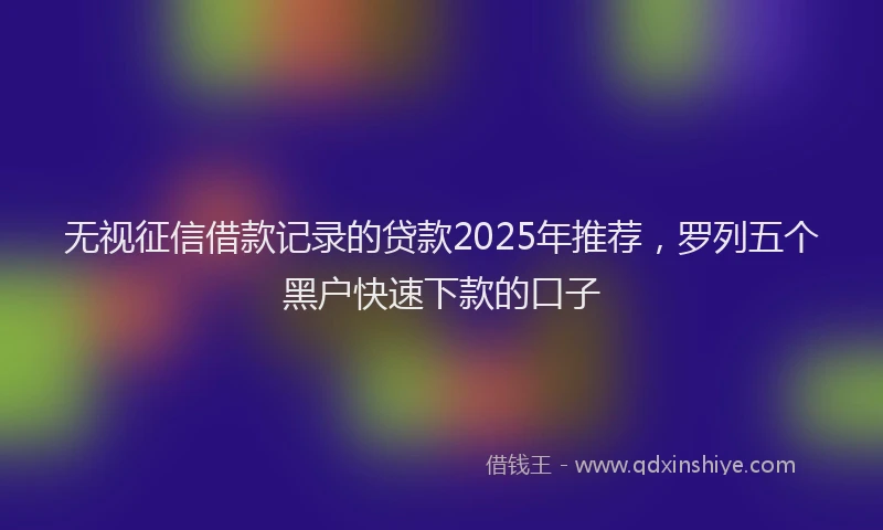 无视征信借款记录的贷款2025年推荐，罗列五个黑户快速下款的口子