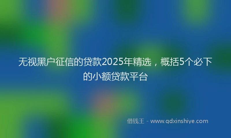 无视黑户征信的贷款2025年精选，概括5个必下的小额贷款平台