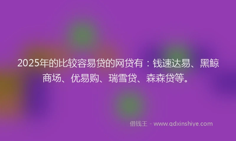 2025年的比较容易贷的网贷有：钱速达易、黑鲸商场、优易购、瑞雪贷、森森贷等。