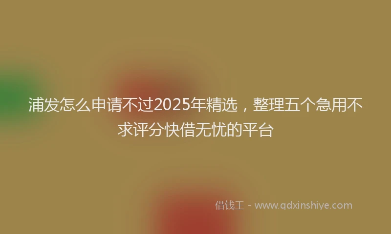 浦发怎么申请不过2025年精选，整理五个急用不求评分快借无忧的平台