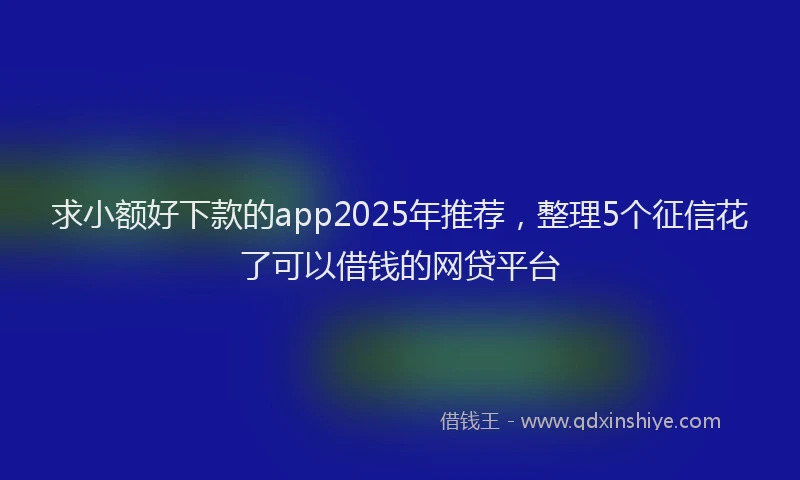 求小额好下款的app2025年推荐，整理5个征信花了可以借钱的网贷平台
