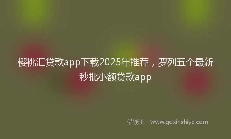 樱桃汇贷款app下载2025年推荐，罗列五个最新秒批小额贷款app