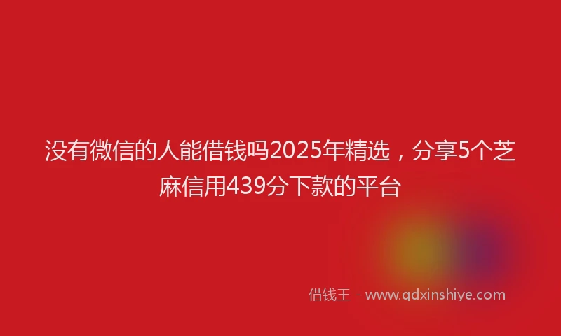 没有微信的人能借钱吗2025年精选，分享5个芝麻信用439分下款的平台