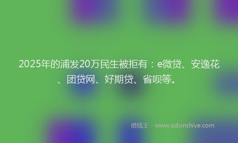 2025年的浦发20万民生被拒有：e微贷、安逸花、团贷网、好期贷、省呗等。