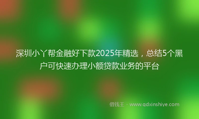深圳小丫帮金融好下款2025年精选，总结5个黑户可快速办理小额贷款业务的平台