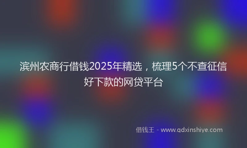 滨州农商行借钱2025年精选，梳理5个不查征信好下款的网贷平台
