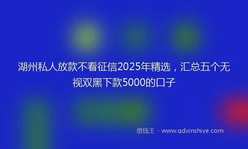 湖州私人放款不看征信2025年精选，汇总五个无视双黑下款5000的口子