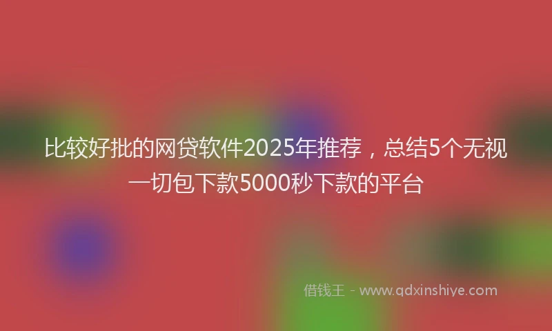 比较好批的网贷软件2025年推荐，总结5个无视一切包下款5000秒下款的平台