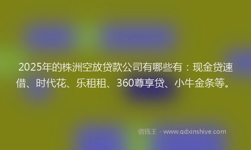2025年的株洲空放贷款公司有哪些有：现金贷速借、时代花、乐租租、360尊享贷、小牛金条等。