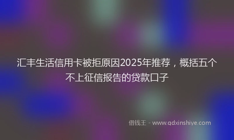 汇丰生活信用卡被拒原因2025年推荐，概括五个不上征信报告的贷款口子