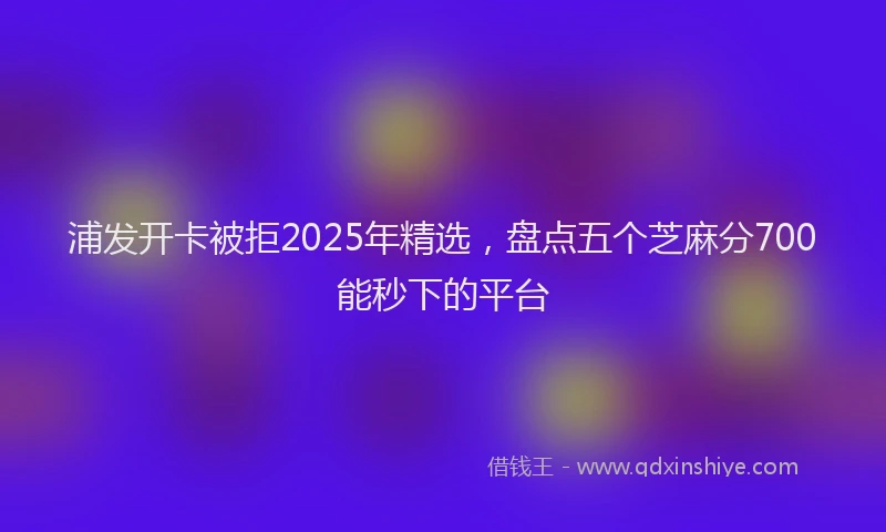浦发开卡被拒2025年精选，盘点五个芝麻分700能秒下的平台