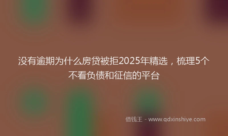 没有逾期为什么房贷被拒2025年精选，梳理5个不看负债和征信的平台