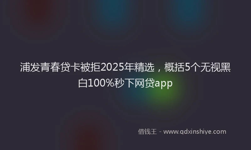 浦发青春贷卡被拒2025年精选，概括5个无视黑白100%秒下网贷app