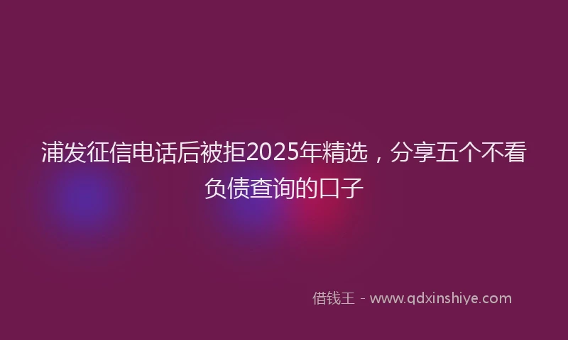 浦发征信电话后被拒2025年精选，分享五个不看负债查询的口子
