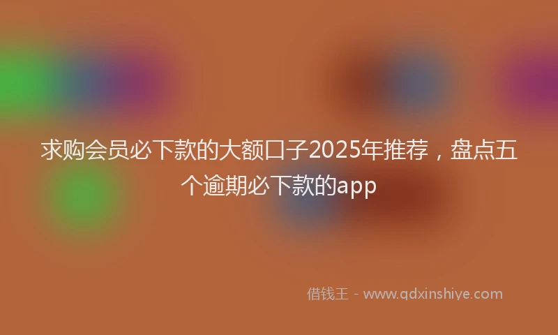 求购会员必下款的大额口子2025年推荐，盘点五个逾期必下款的app