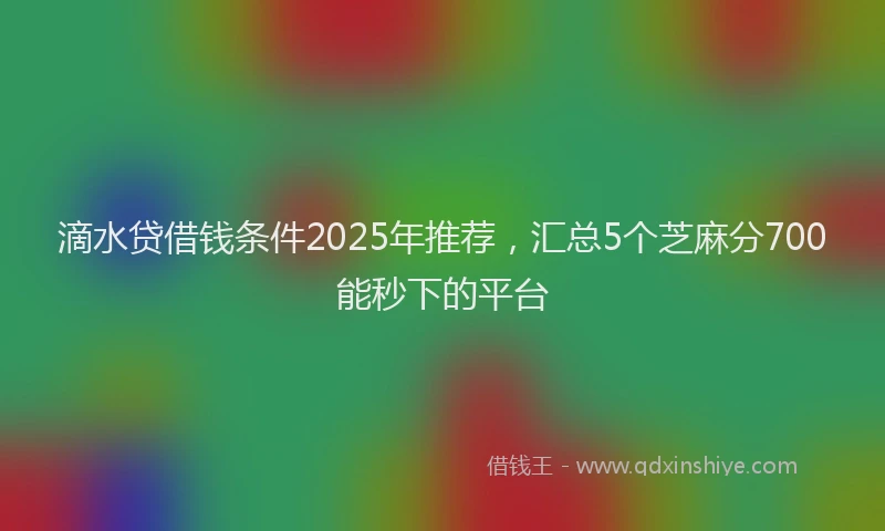 滴水贷借钱条件2025年推荐，汇总5个芝麻分700能秒下的平台
