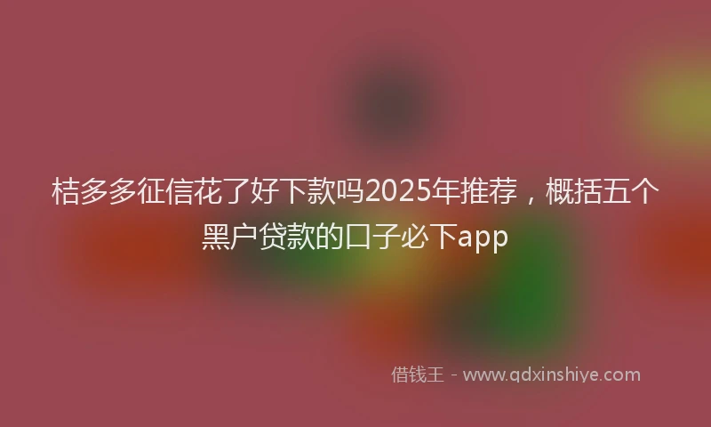 桔多多征信花了好下款吗2025年推荐，概括五个黑户贷款的口子必下app