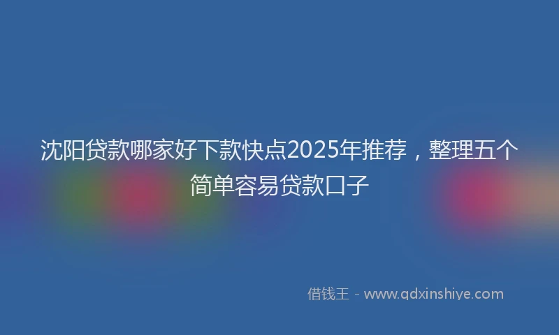 沈阳贷款哪家好下款快点2025年推荐，整理五个简单容易贷款口子
