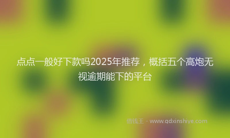 点点一般好下款吗2025年推荐，概括五个高炮无视逾期能下的平台