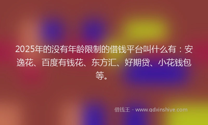 2025年的没有年龄限制的借钱平台叫什么有：安逸花、百度有钱花、东方汇、好期贷、小花钱包等。