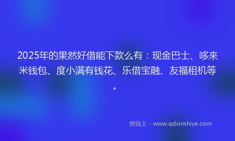 2025年的果然好借能下款么有：现金巴士、哆来米钱包、度小满有钱花、乐借宝融、友福租机等。