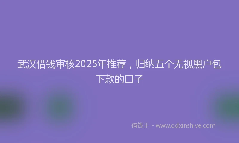 武汉借钱审核2025年推荐，归纳五个无视黑户包下款的口子