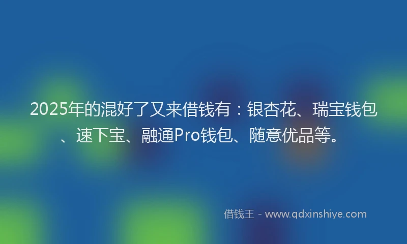 2025年的混好了又来借钱有：银杏花、瑞宝钱包、速下宝、融通Pro钱包、随意优品等。